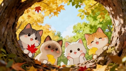 树洞可爱猫咪