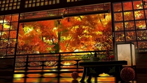 秋天森林小屋