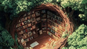 森林树洞阳光温馨书店