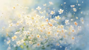 雾蓝小白繁花