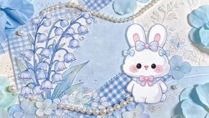 蓝色布艺小清新蓝铃花兔子