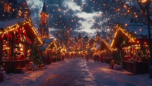 热闹圣诞小镇温馨集市