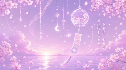 柔和梦幻樱花湖畔粉紫色