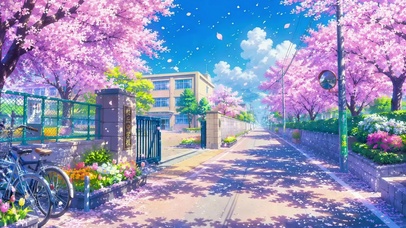 护眼校门前的樱花小路
