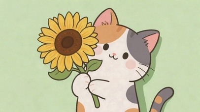 可爱的向日葵猫咪