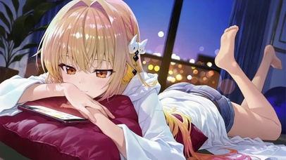 夜晚无聊玩游戏少女