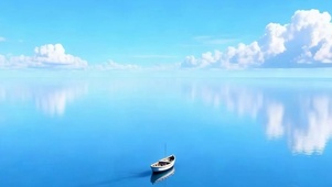 白云海景小船带鱼屏