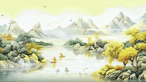 清新山水插画