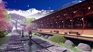 山涧樱花