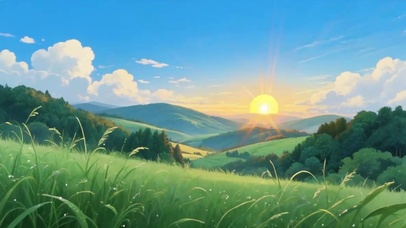 唯美山野日出风景