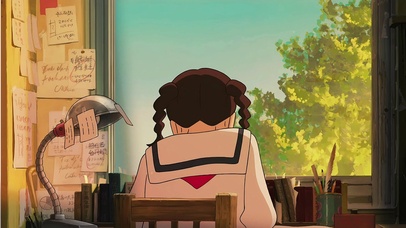 4k傍晚窗台学习女孩