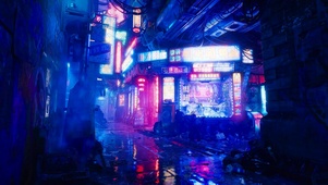 科幻赛博雨夜街巷