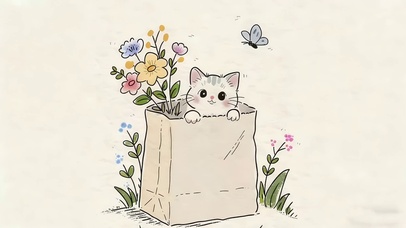 纸袋里的猫咪