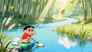 童趣溪边小新和小白