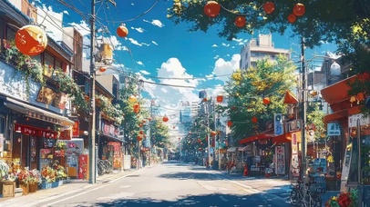 晴天圣诞节日小镇街道