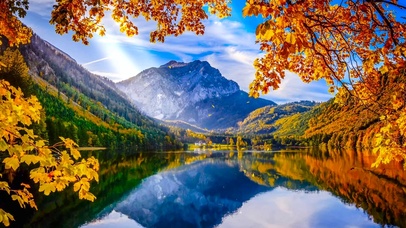 唯美秋色高山湖畔