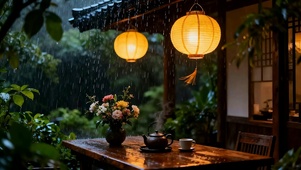 护眼雨天树木