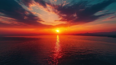 梦幻晚霞广阔湖面