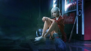 动漫雨天女孩