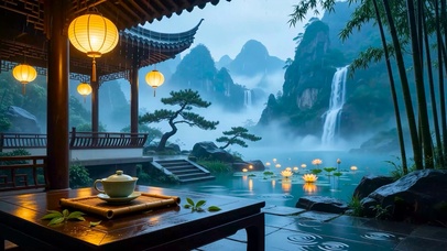 国风山水亭