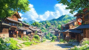 清新绿色氧气古城建筑
