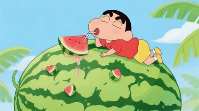 悠闲吃瓜小新