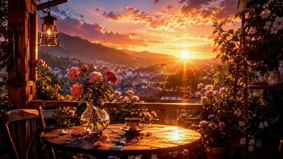 花园夕照