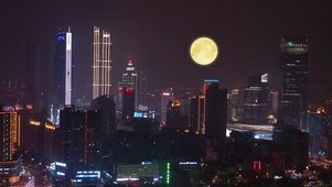4K中秋团圆唯美月亮城市夜景
