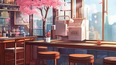 樱花树木景色带鱼屏