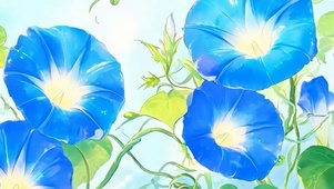 护眼小清新喇叭花带鱼屏