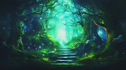 绿色护眼萤火虫森林