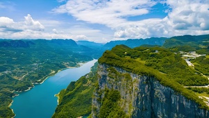 山川河流风景蓝天白云江河