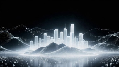 黑白梦幻科技感城市高楼大厦建筑