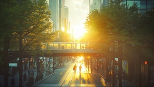 城市落日天桥风景