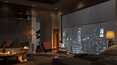 舒适的雨天卧室