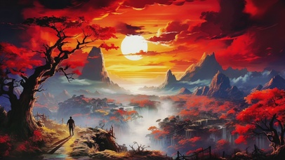 夏日夕阳夜归人