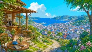 夏天海景小镇