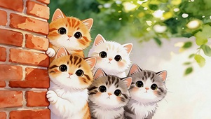 呆萌小猫探头
