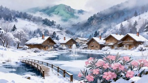 雪桥边的暖屋春芳