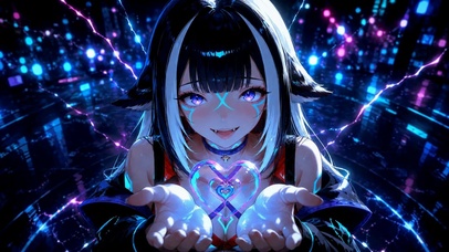 赛博朋克兽耳美少女比心