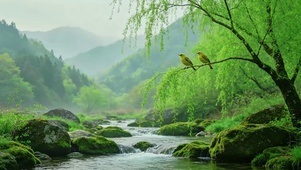 自然，流水，鸟鸣