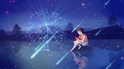 星空看书的女孩