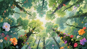 唯美的鲜花森林