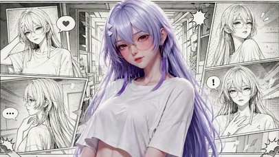 漫画风紫发眼镜美少女莫宁