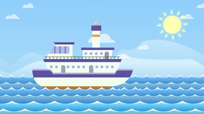 卡通创意轮船大海航行