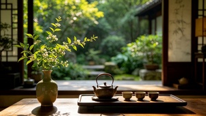 茶室绿意庭院