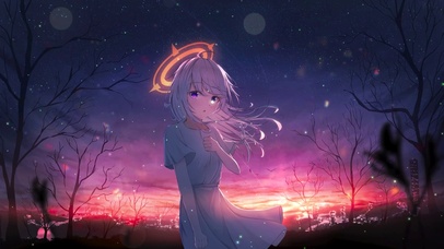 4K唯美晚霞少女