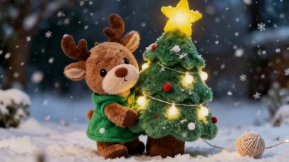 可爱的驯鹿圣诞树