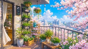 城市樱花阳台