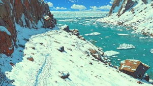 阳光雪天冰川山谷